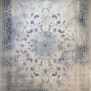 فرش ماشینی نقره‌ای آبی کد 752242 – ۷۰۰ شانه تراکم ۲۱۰۰